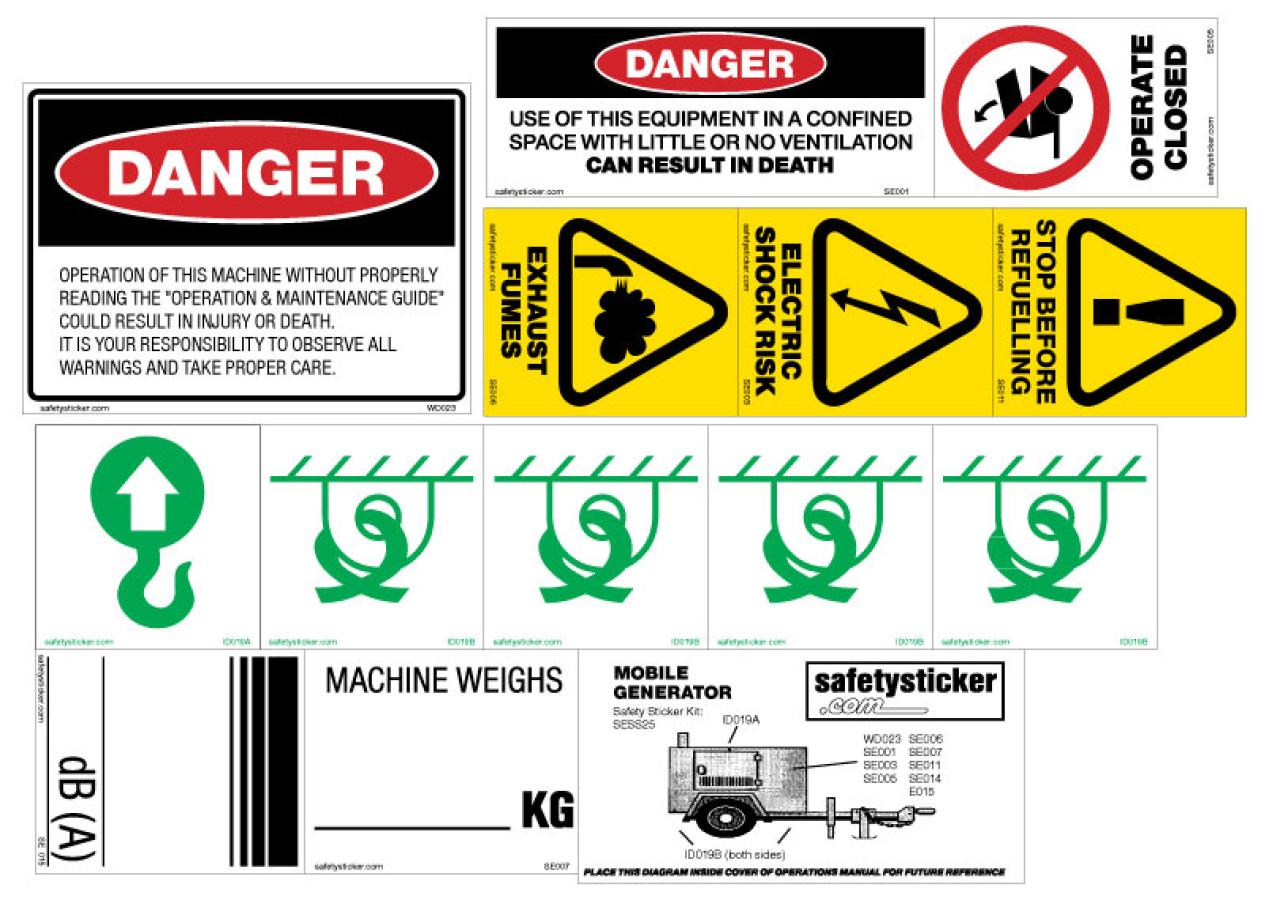 Generator Mobile Safety Stickers Safety Decals