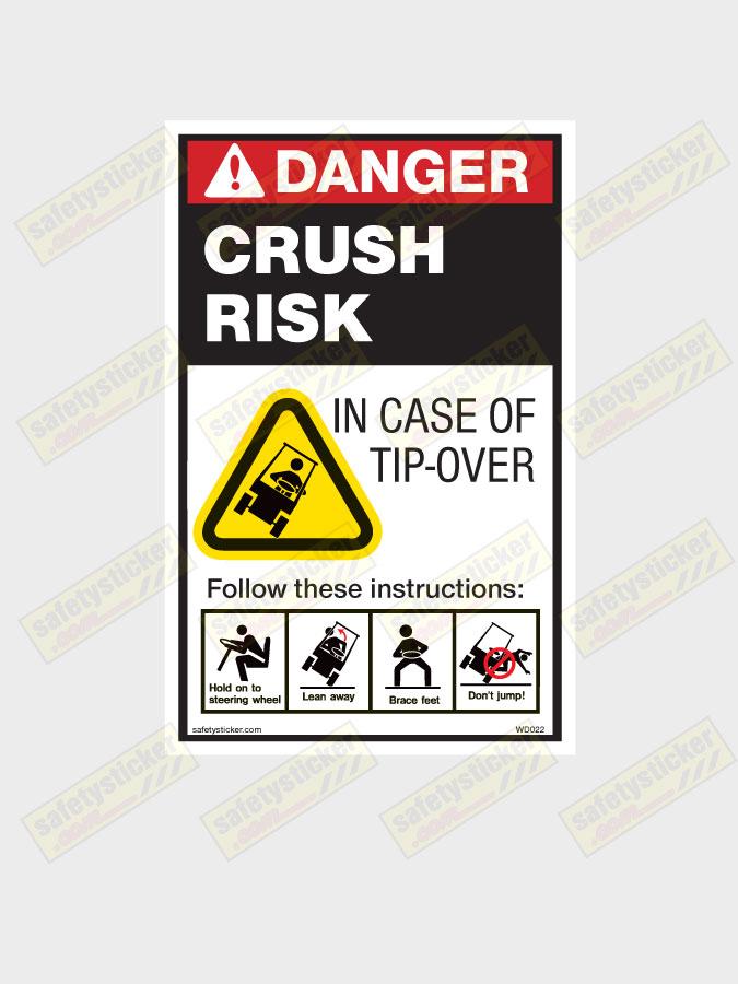 Warning In Case Of Tip-Over Decal | Safety Stickers ...