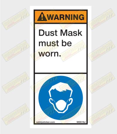 Dust mask warning sticker