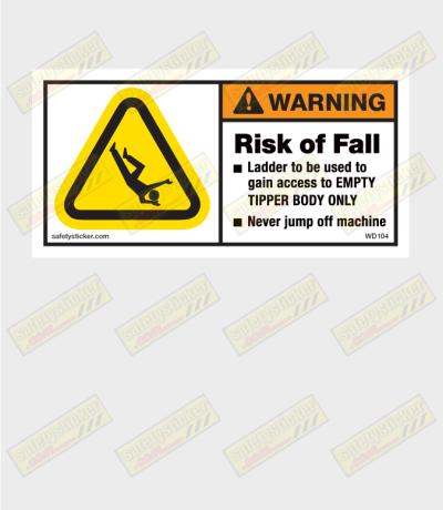 Risk of fall warning sticker