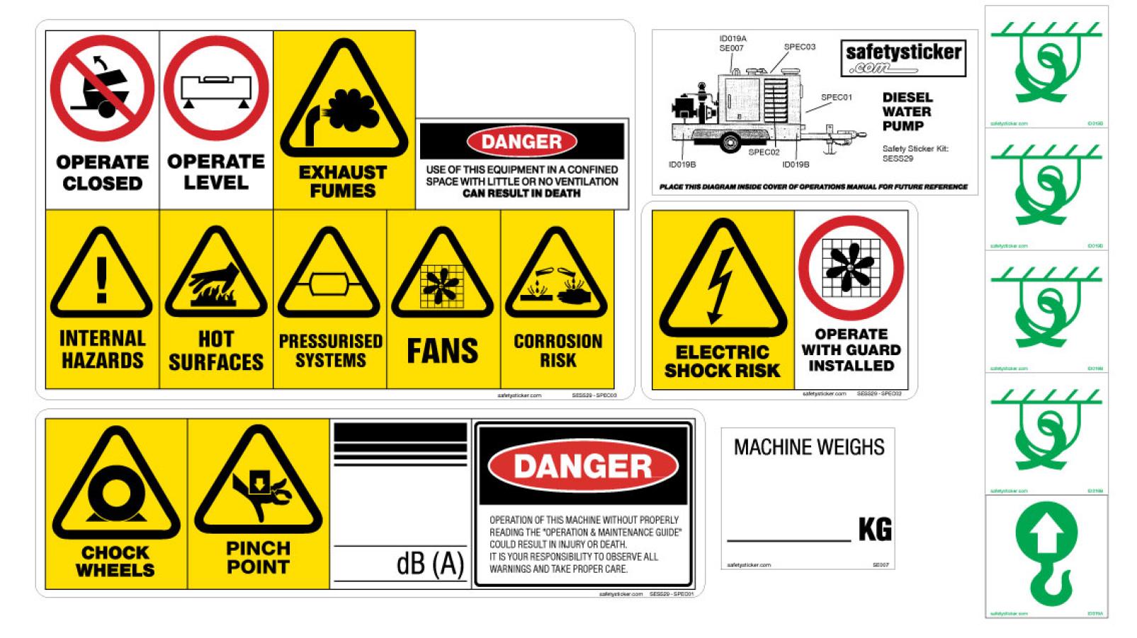Water Pump Diesel | Safety Stickers | Safety Decals
