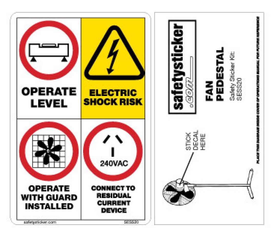 Fan Pedestal Safety Stickers Safety Decals