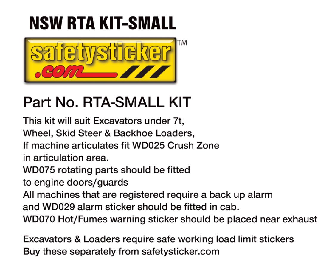NSW small RTA kit Safety Stickers Safety Decals