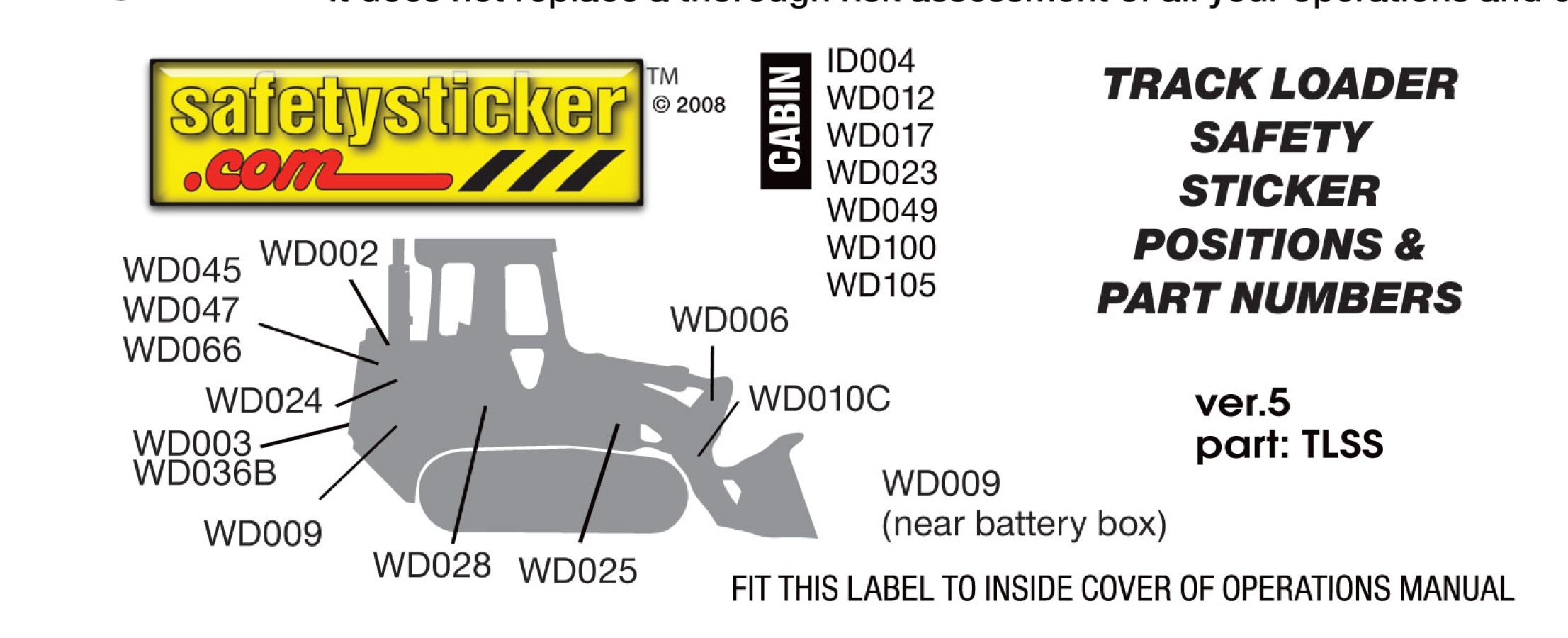 Track Loader Safety Sheet | Safety Stickers | Safety Decals