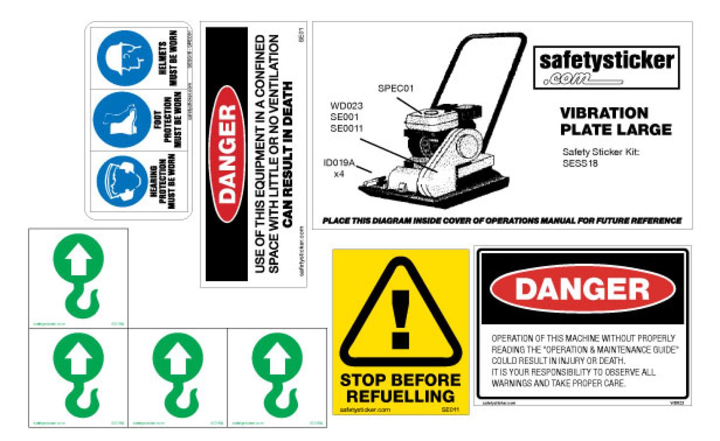 Vibration Plate Safety Stickers Safety Decals