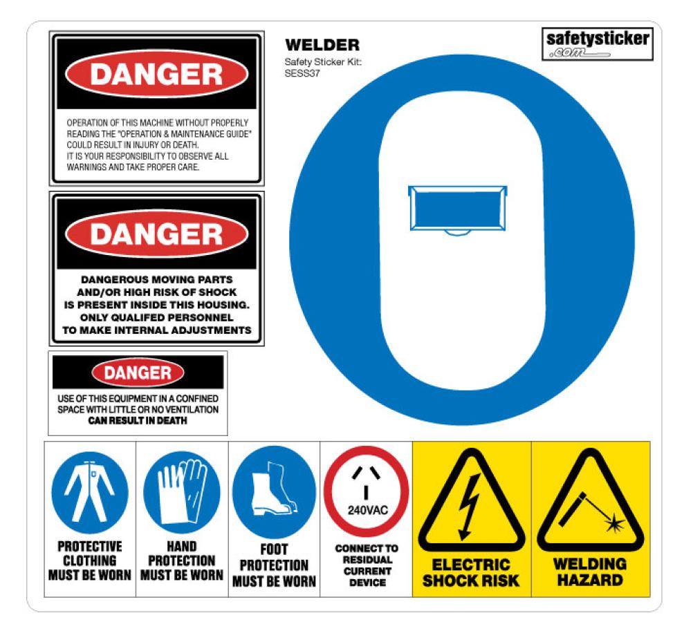 Welder Small Safety Stickers Safety Decals
