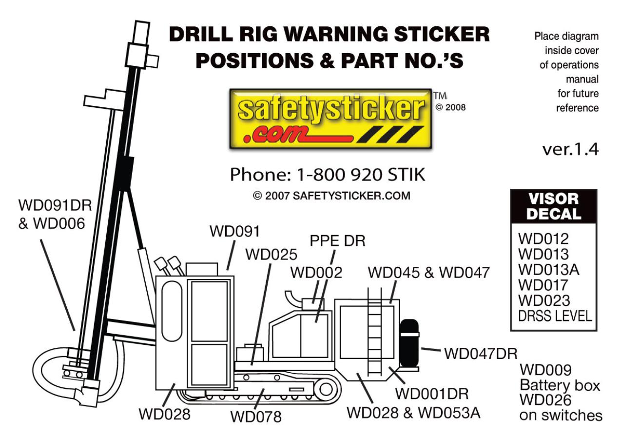 Drill Rig Safety Sheet Safety Stickers Safety Decals