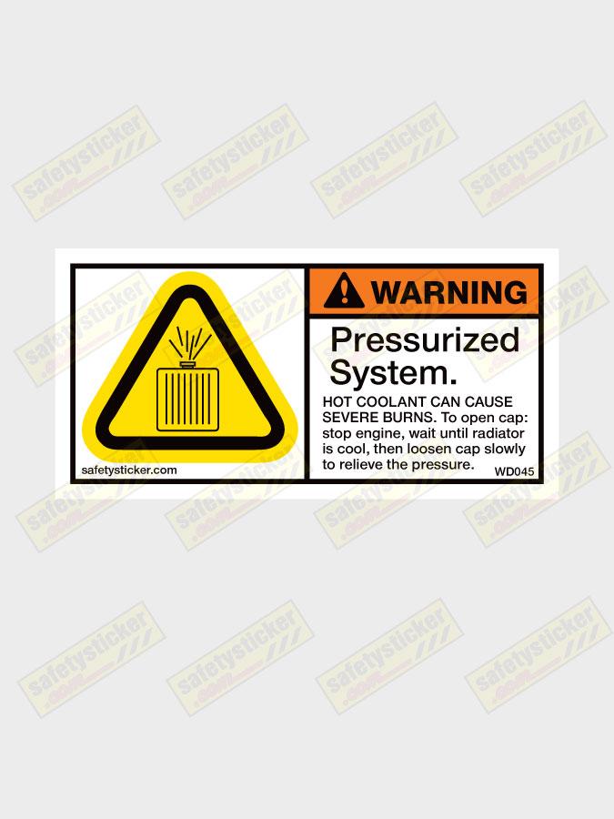 Warning Pressurised Sysytem Decal Hot Coolant Safety Stickers