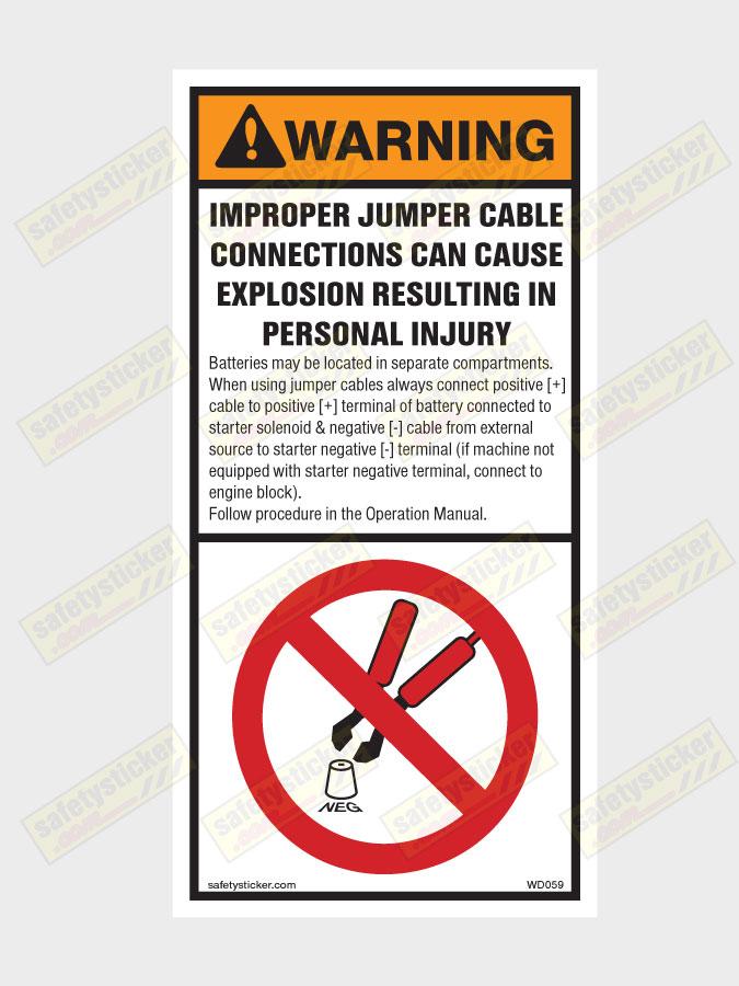 Warning Jumper Cable Decal Safety Stickers Safety Decals