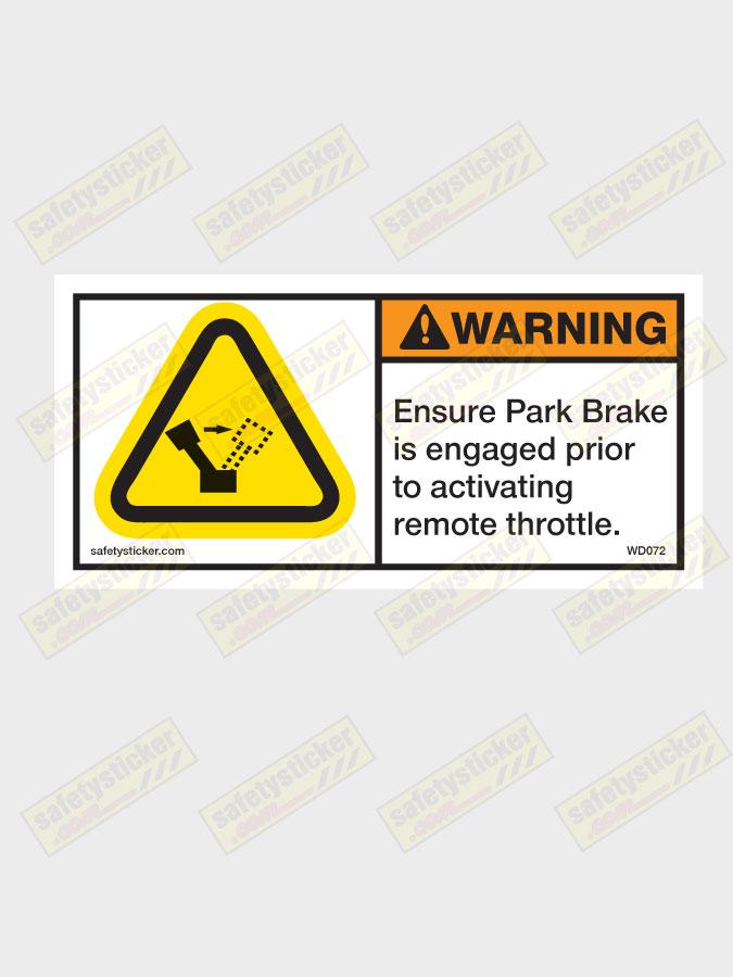 Warning Ensure Park Brake Is Engaged Decal Safety Stickers Safety Decals
