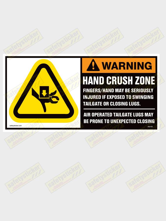 Warning Hand Crush Zone Decal Safety Stickers Safety Decals