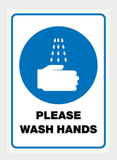 Please Wash Hands Stickers A4