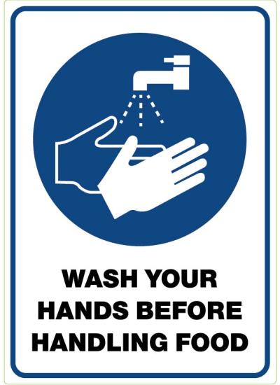 Wash Hands Before Handling Food Stickers A4