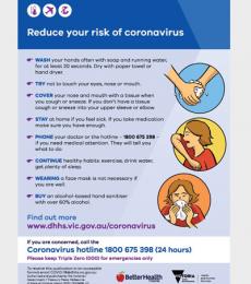 Reduce your Risk of Coronavirus Stickers A4