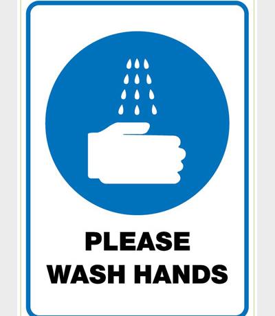 Please Wash Hands Stickers A4