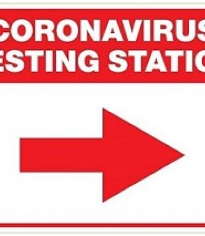 Coronavirus Testing Station (with Arrow) Stickers A3