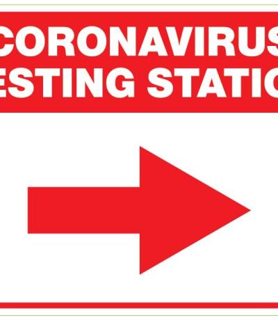 Coronavirus Testing Station (with Arrow) Stickers A4