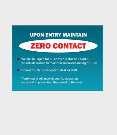 Upon Entry Maintain Zero Contact Sticker A4 & A3