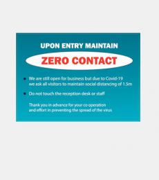 Upon Entry Maintain Zero Contact Sticker