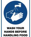 Wash Hands Before Handling Food Stickers A4